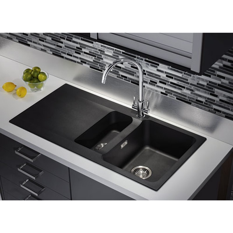 orion tectonite carbon black bowl 1 2 kitchen sink