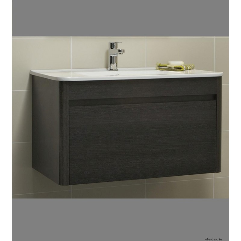 Ella Dark Wood Wall Hung 80cm Vanity Unit