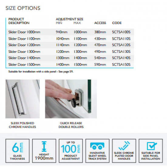 Flair Slimline Capella 1200mm Slider Door