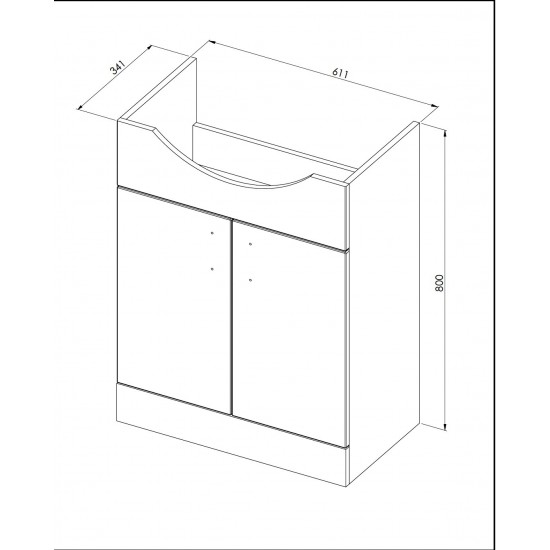 Davies 65cm White Vanity Unit Classic Basin