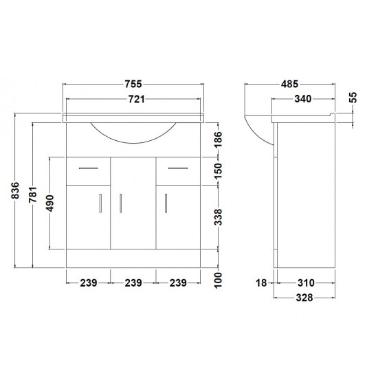 Davies 75cm White Vanity Unit