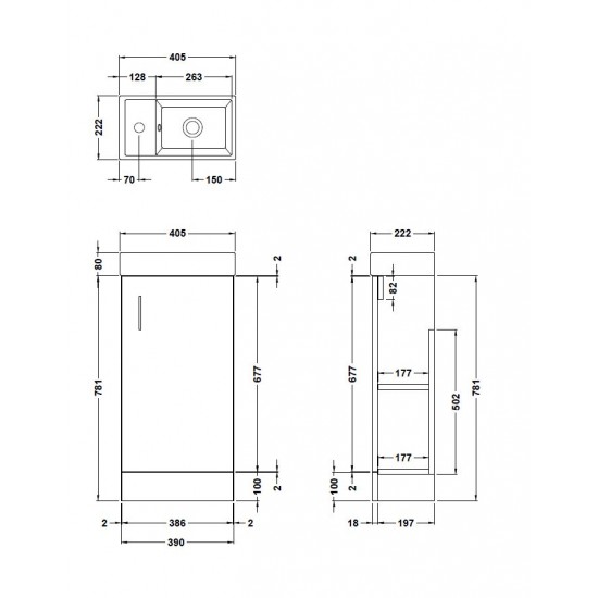 Davies Minimalist Floor Standing Vanity Unit White