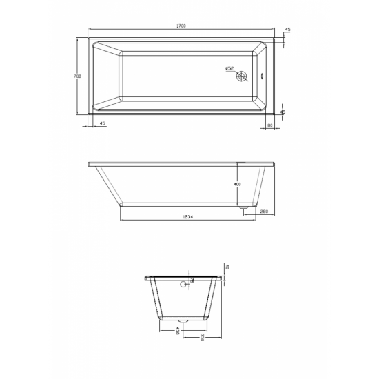 Oscar 1700x700 Single Ended Bath Oscar 1700x700 Single Ended Bath