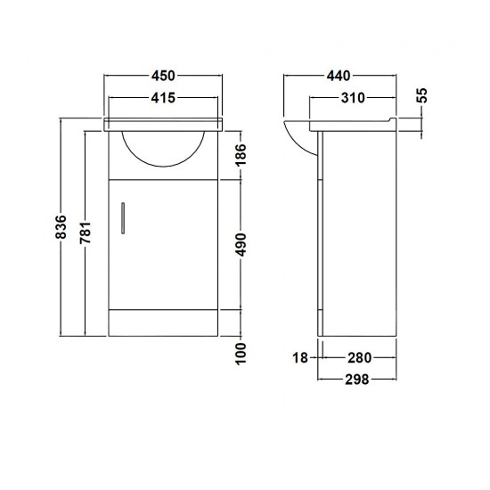 Davies 45cm White Vanity Unit Classic Basin Davies 45cm White Vanity Unit Classic Basin