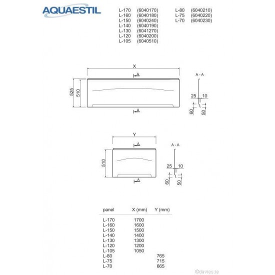 PVC Bath Side Panel  White