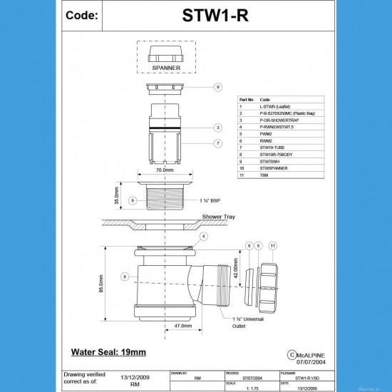 Shower Waste White