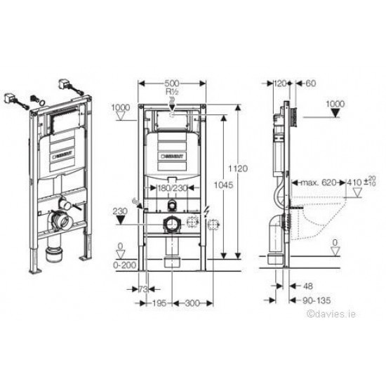 Geberit 1.12m Frame & Sigma01 Plate Gloss